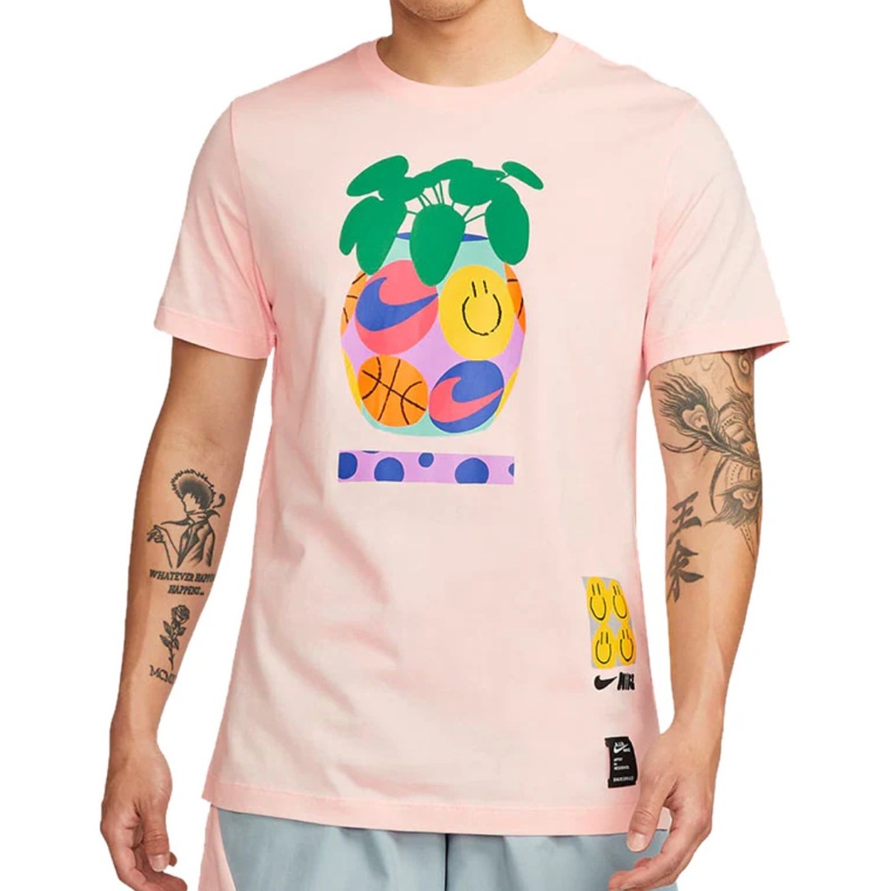 Nike Artist Collection Pink Short-Sleeve Tee with Smiley Graphic